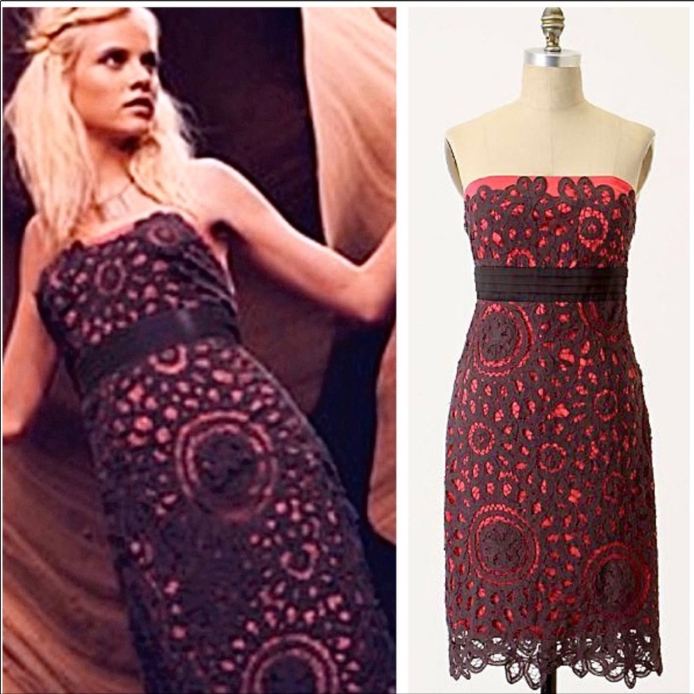 Anthropologie Floreat Sunrise & Midnight Lace Dress Sz 2